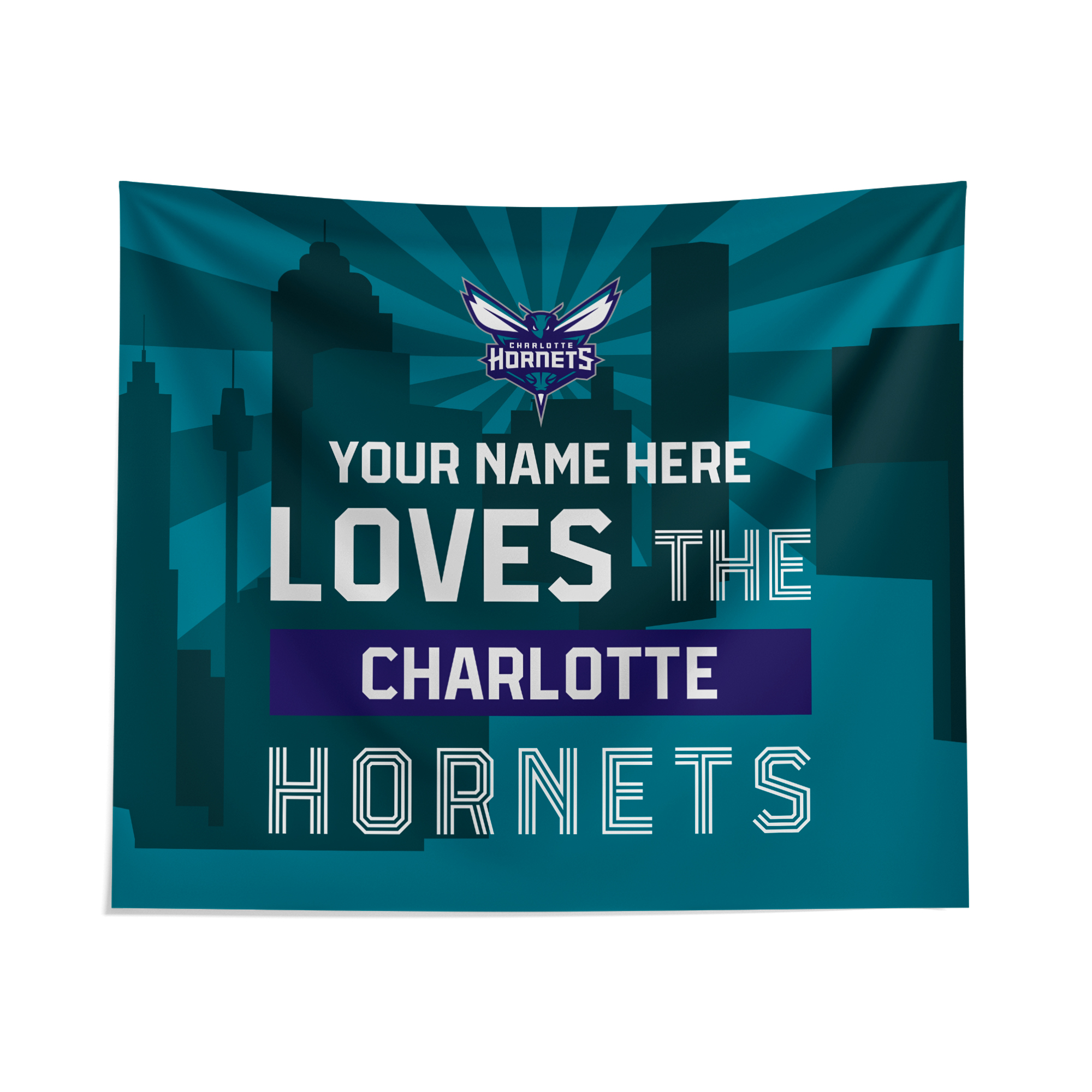 Pegasus Charlotte Hornets 51" x 60" City Skyline Personalized Wall Tapestry