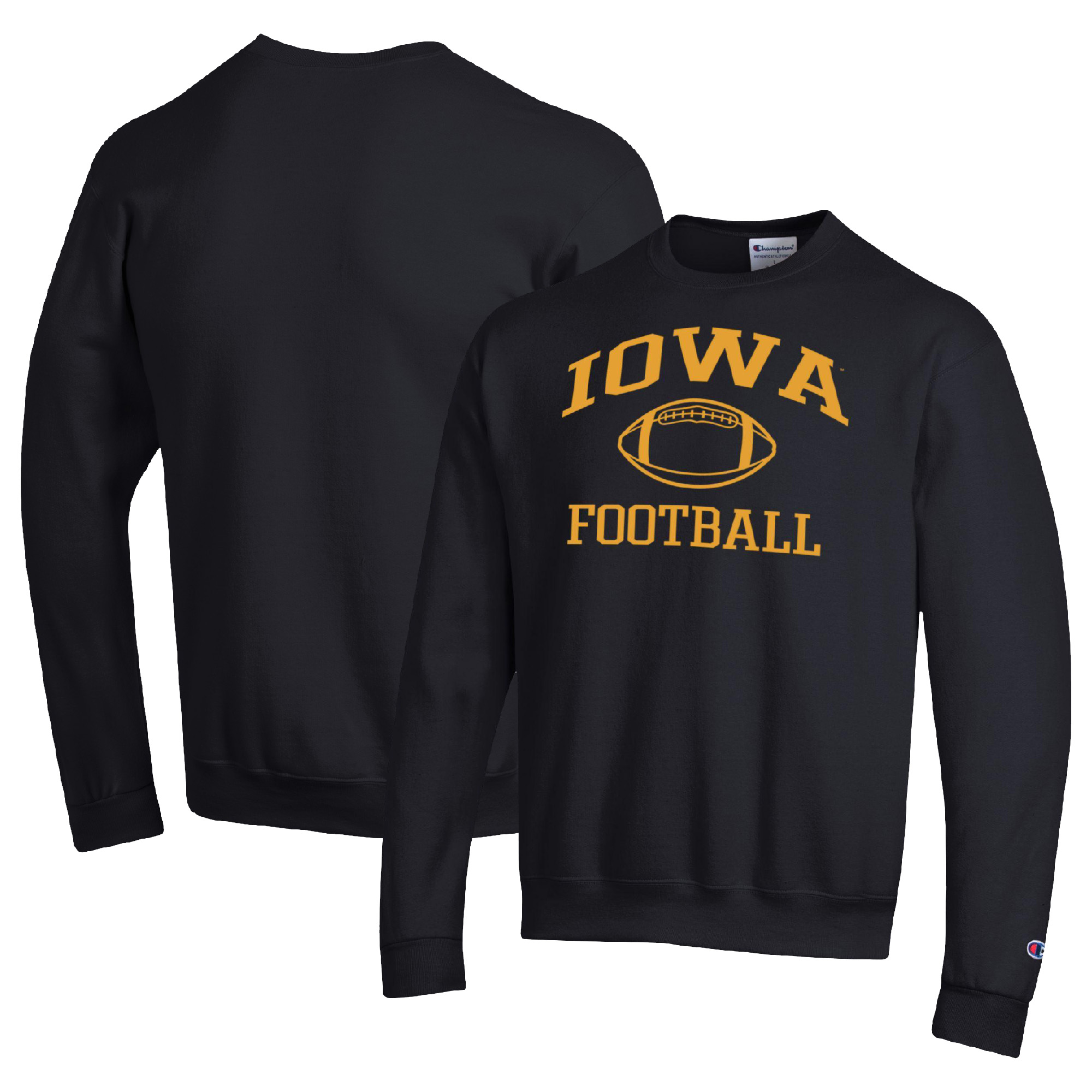 Men's Champion Black Iowa Hawkeyes Football Icon Pullover Sweatshirt - Image 2
