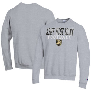 Men's Champion Heather Gray Army Black Knights Football Stacked Pullover Sweatshirt