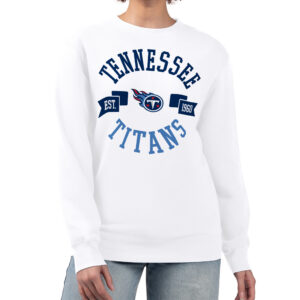Women's G-III 4Her by Carl Banks  White Tennessee Titans Large Team Graphic Fleece Pullover Sweatshirt
