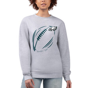 Women's G-III 4Her by Carl Banks Heather Gray Philadelphia Eagles Football Logo Graphic Fleece Pullover Sweatshirt