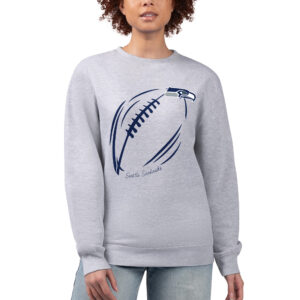 Women's G-III 4Her by Carl Banks Heather Gray Seattle Seahawks Football Logo Graphic Fleece Pullover Sweatshirt