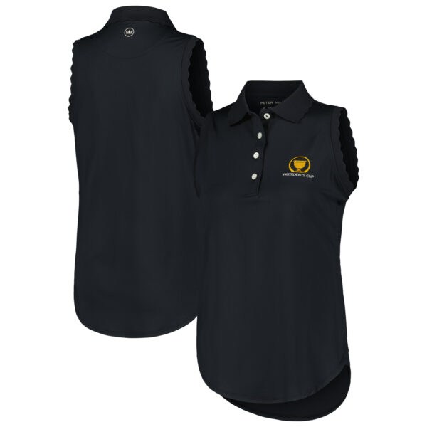 Women's Peter Millar Black Presidents Cup Opal Sleeveless Stretch Jersey Polo - Image 6