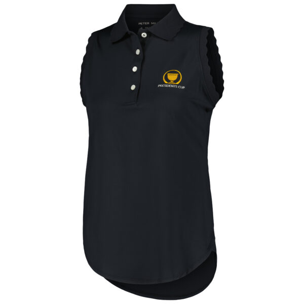 Women's Peter Millar Black Presidents Cup Opal Sleeveless Stretch Jersey Polo - Image 7
