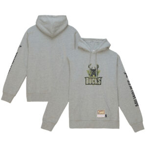 Men's Mitchell & Ness  Heather Gray Milwaukee Bucks Hardwood Classics Ghost Camo Pullover Hoodie