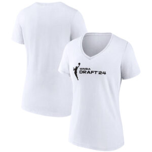 Women's  White 2024 WNBA Draft V-Neck T-Shirt