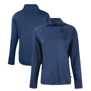 Women's Cutter & Buck Navy Pittsburgh Steelers Americana Coastline Epic Comfort Eco Recycled Funnel Neck Raglan Pullover Sweatshirt