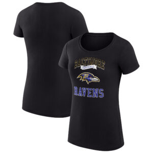 Women's G-III 4Her by Carl Banks Black Baltimore Ravens Team Logo Graphic Fitted T-Shirt
