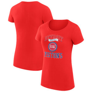 Women's G-III 4Her by Carl Banks Red Detroit Pistons Team Logo Fitted T-Shirt