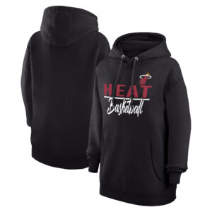 Women's G-III 4Her by Carl Banks Black Miami Heat Graphics Fleece Pullover Hoodie
