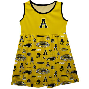 Girls Youth Vive La Fete  Gold Appalachian State Mountaineers Impressions Artwork Tank Top Dress