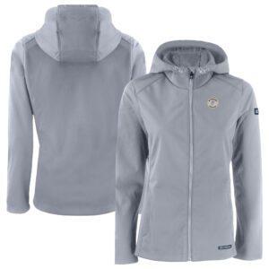 Women's Cutter & Buck Gray Milwaukee Brewers Cooperstown Collection Evoke Eco Softshell Recycled Full-Zip Jacket
