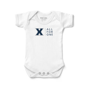 Newborn & Infant Chad & Jake White Xavier Musketeers All For One Logo Bodysuit