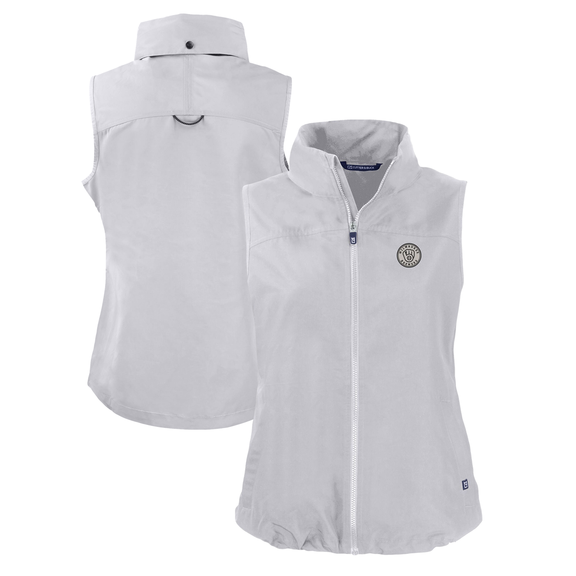 Women's Cutter & Buck Gray Milwaukee Brewers Charter Eco Recycled Full-Zip Vest - Image 5