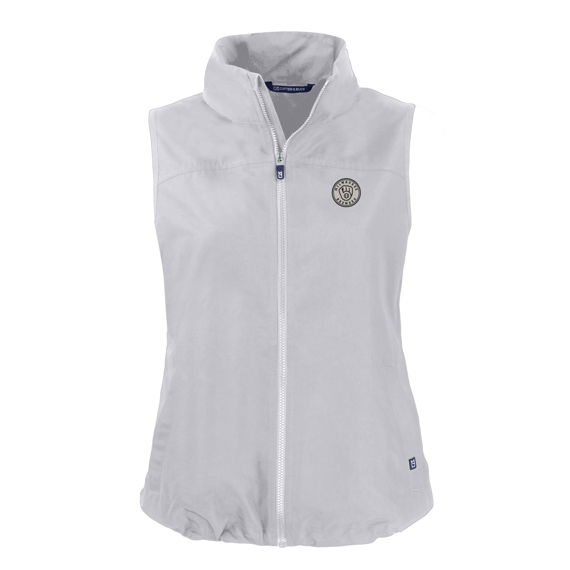 Women's Cutter & Buck Gray Milwaukee Brewers Charter Eco Recycled Full-Zip Vest - Image 3