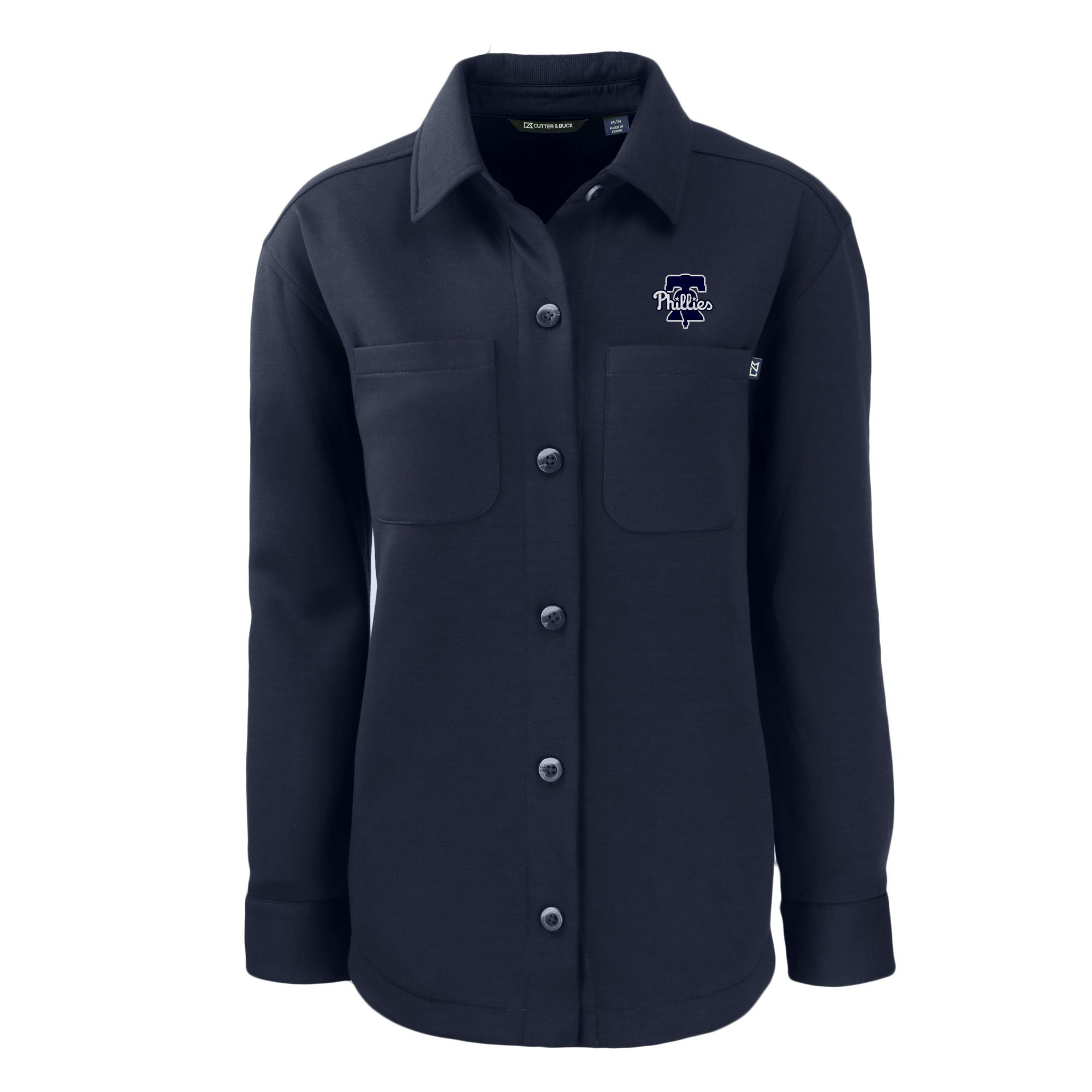 Women's Cutter & Buck Navy Philadelphia Phillies Roam Eco Recycled Shirt Jacket - Image 6