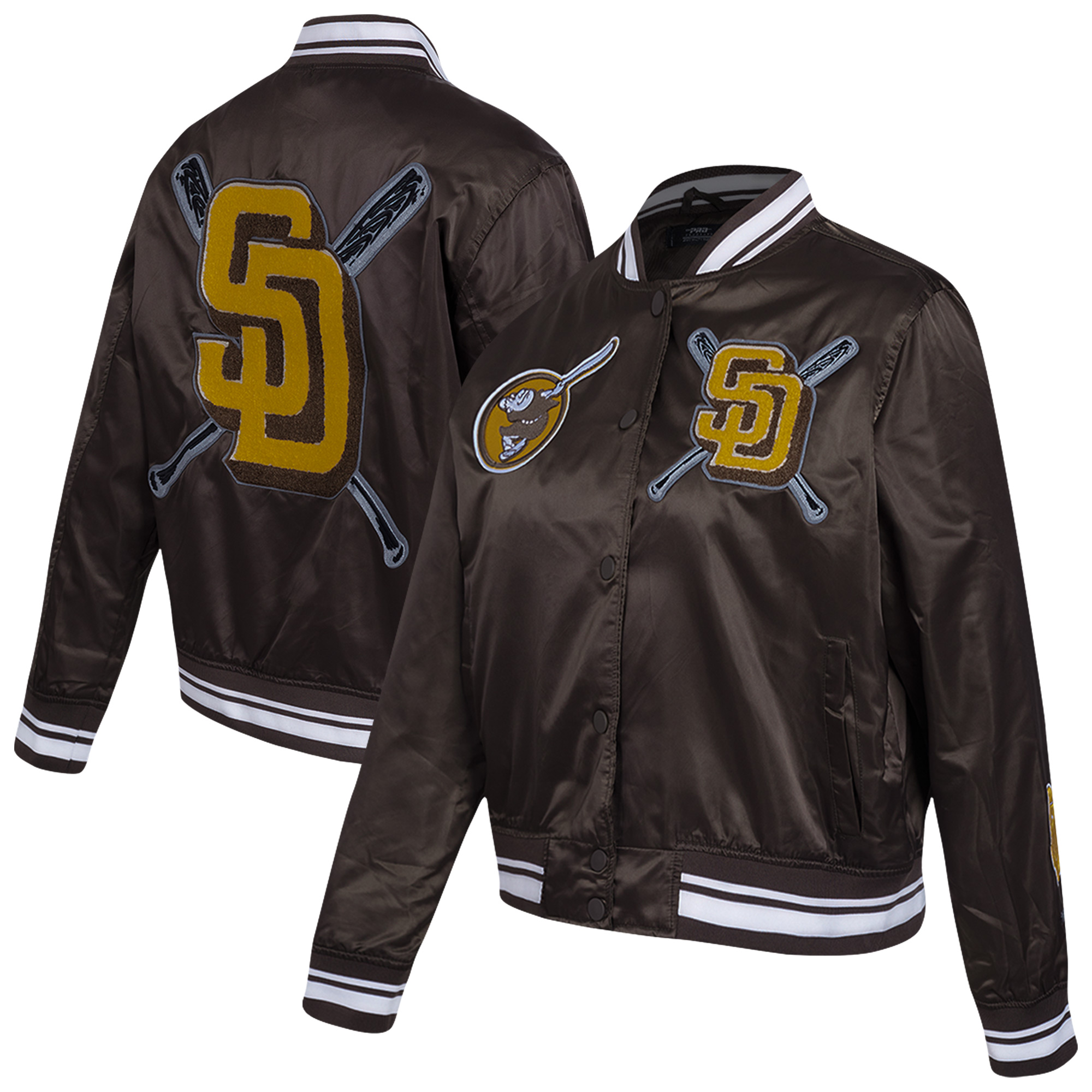 Women's Pro Standard Brown San Diego Padres Mash Up Full-Snap Satin Jacket