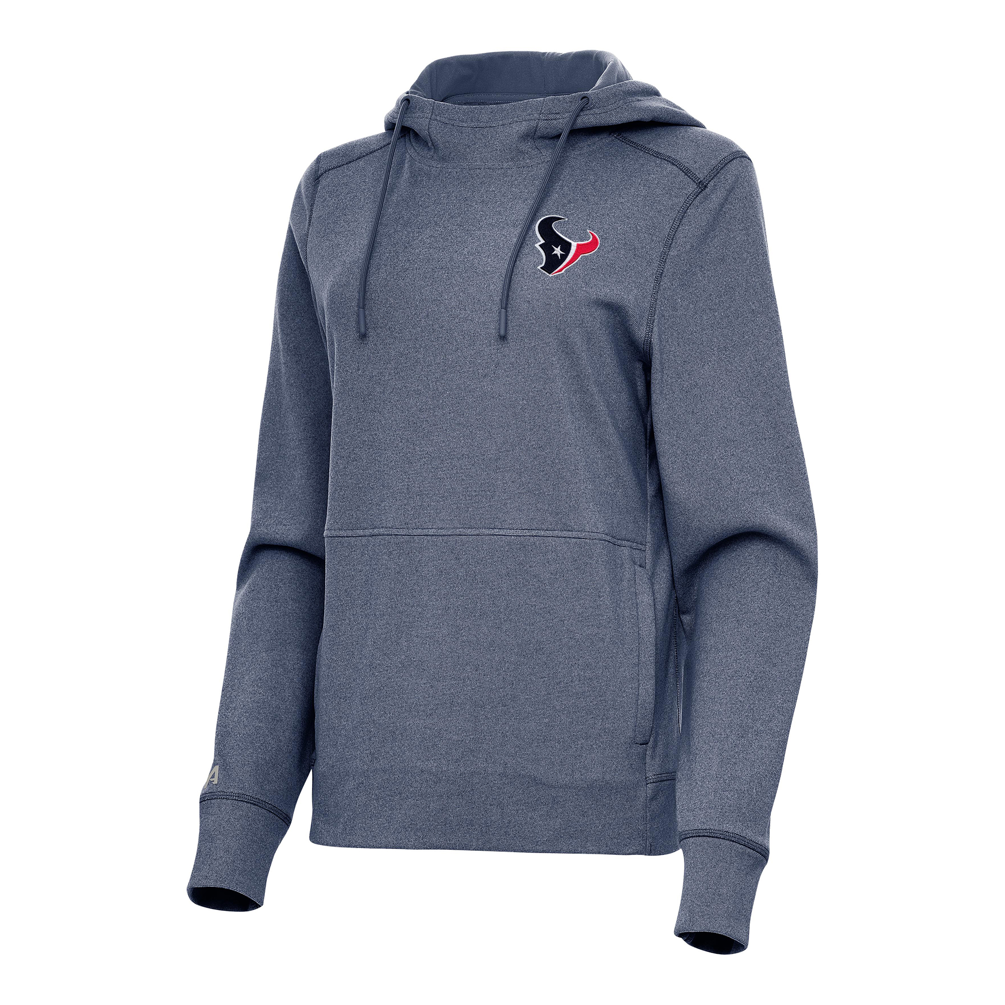 Women's Antigua Heather Navy Houston Texans Justice Pullover Hoodie
