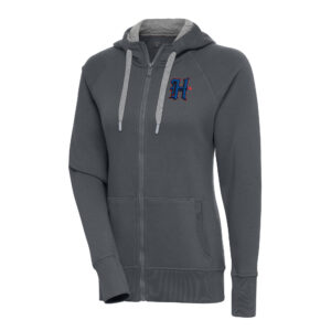 Women's Antigua  Charcoal Houston Texans Victory Raglan Full-Zip Hoodie