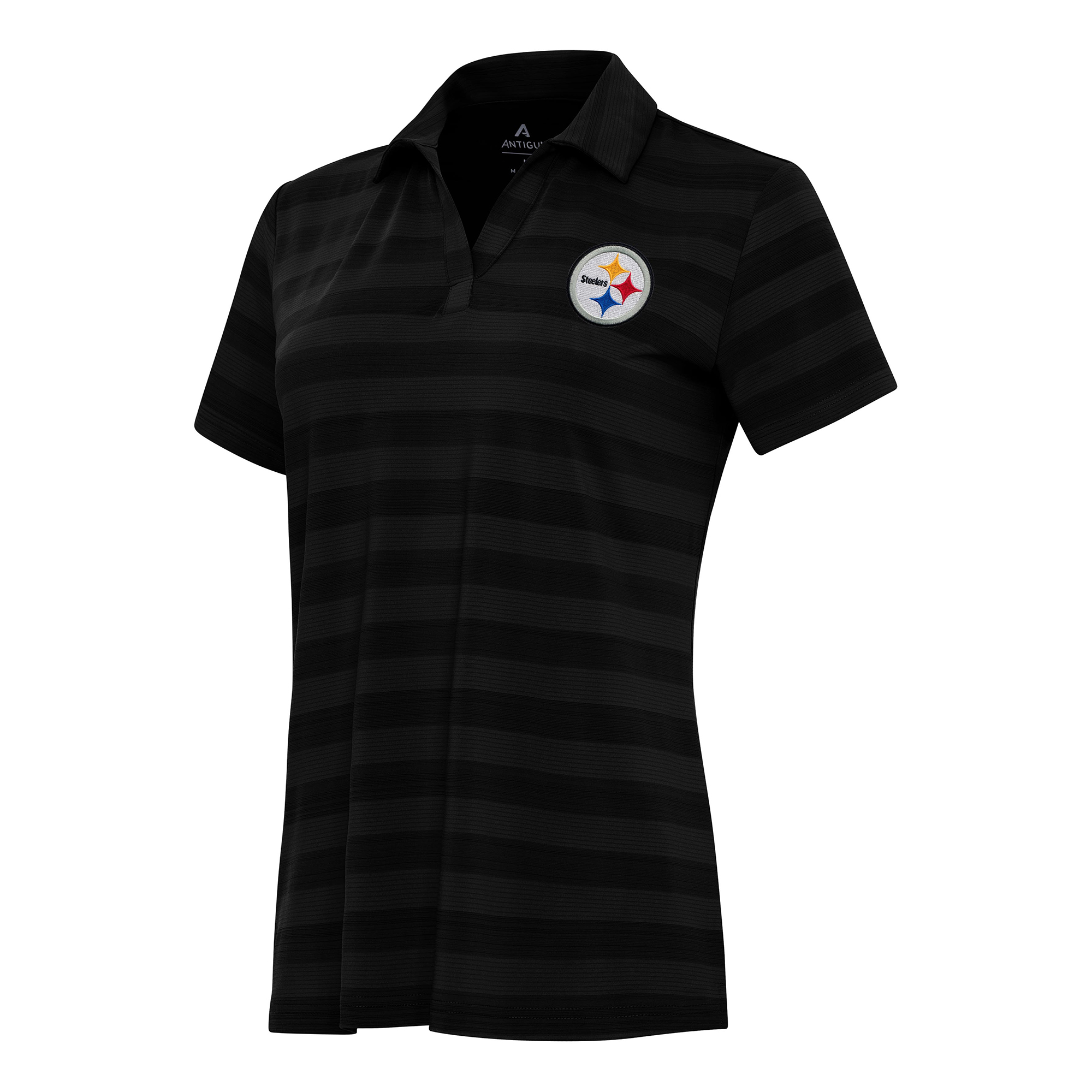 Women's Antigua Black Pittsburgh Steelers Tunnel Polo
