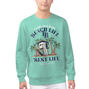 Men's Margaritaville Mint Tampa Bay Rays Beach Hut Graphic Pullover Sweatshirt