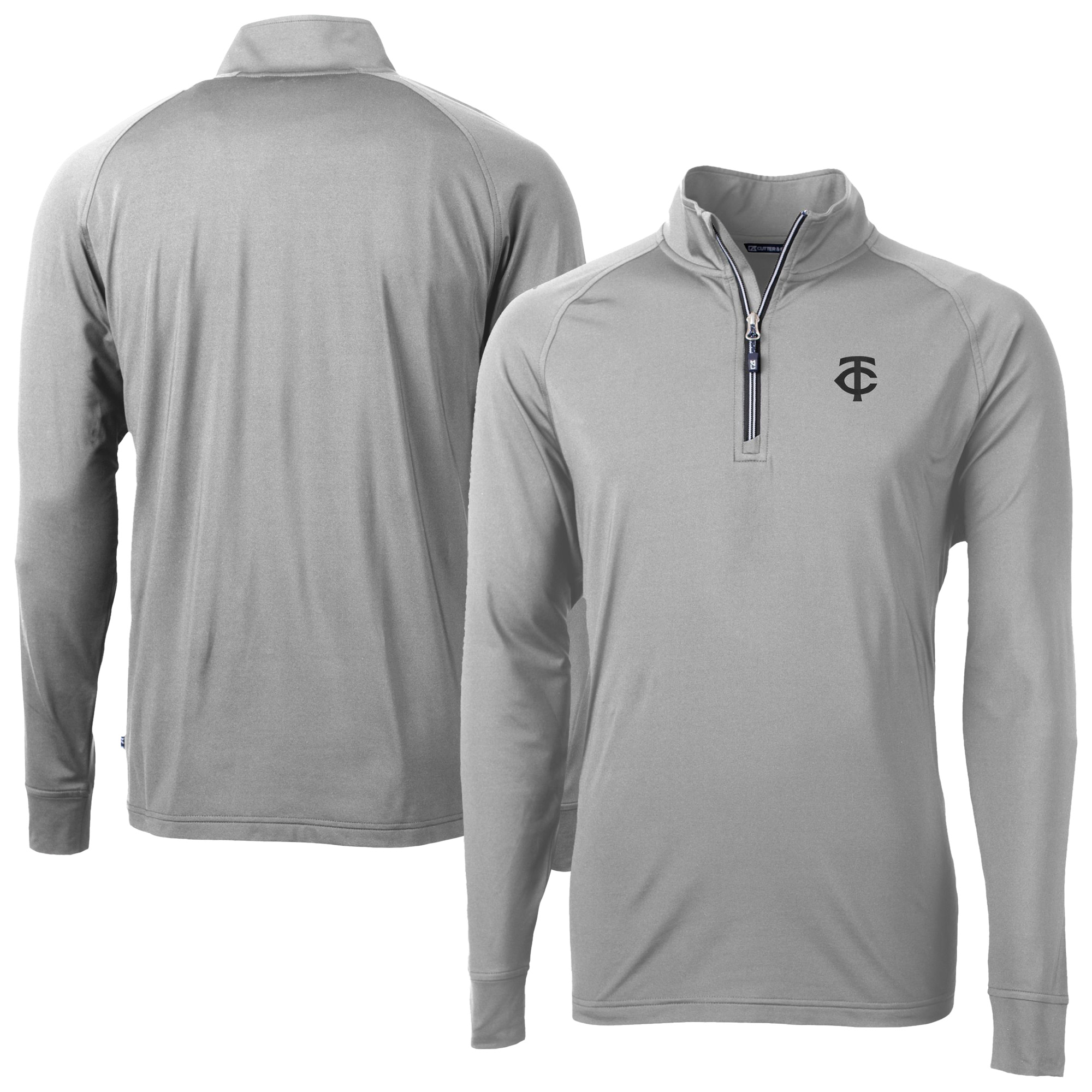 Men's Cutter & Buck Gray Minnesota Twins Adapt Eco Raglan Quarter-Zip Jacket