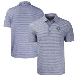Men's Cutter & Buck Heather Navy Houston Astros Big & Tall Forge Eco Heather Stripe Stretch Recycled Polo