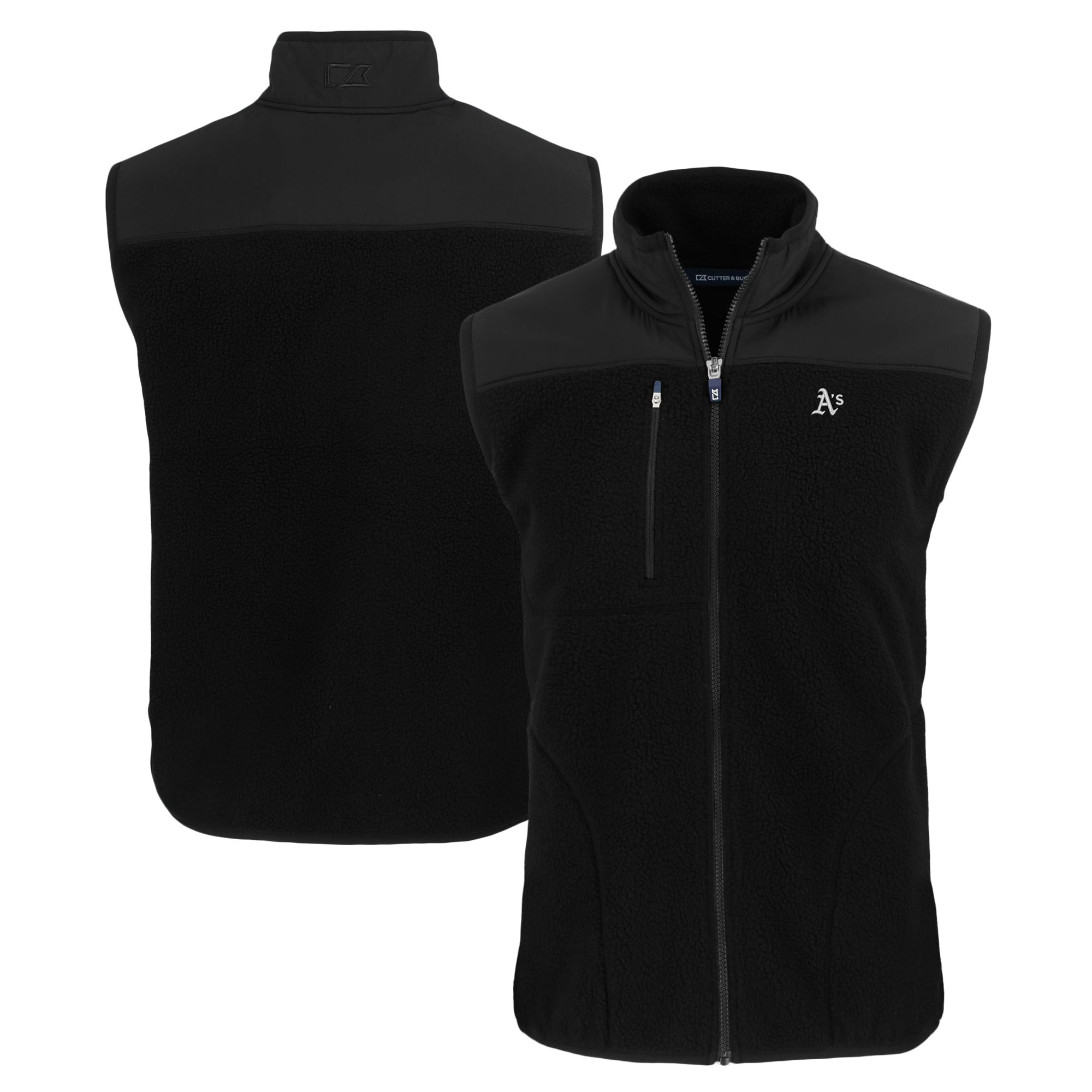 Men's Cutter & Buck Black Athletics Big & Tall Cascade Eco Sherpa Fleece Full-Zip Vest
