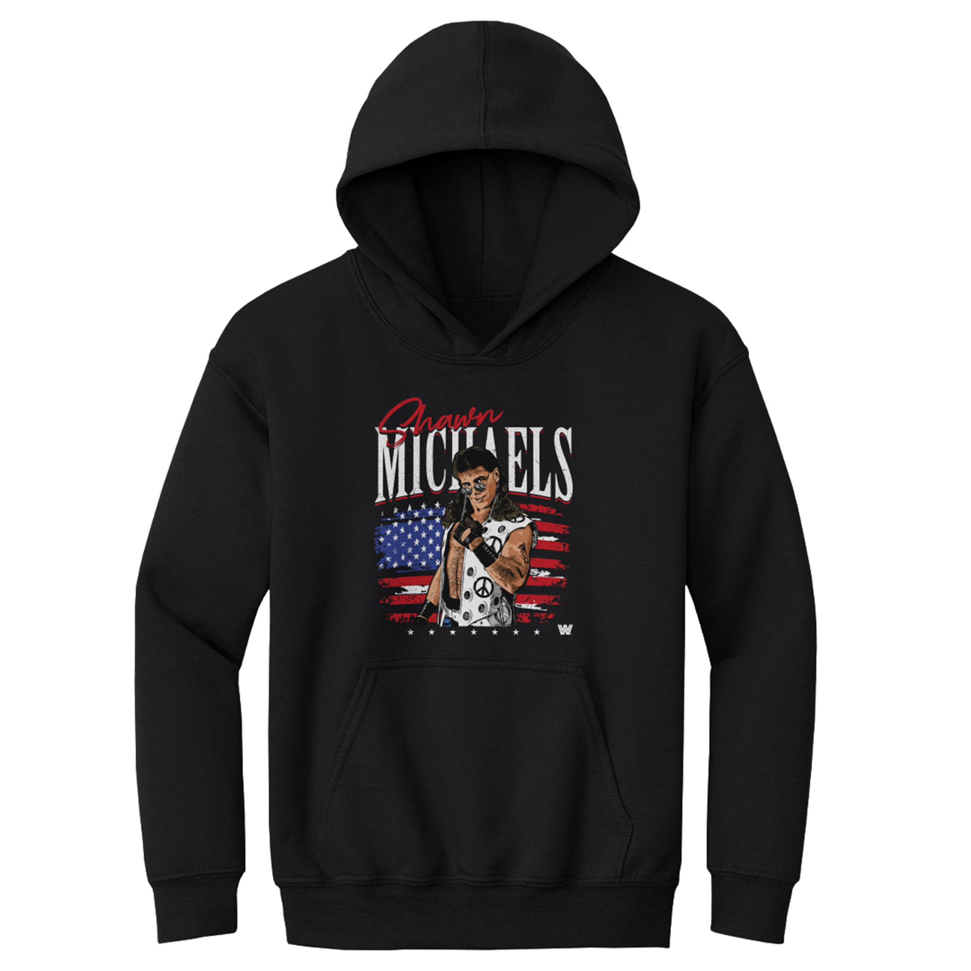 Youth 500 Level Black Shawn Michaels American Flag Pullover Hoodie