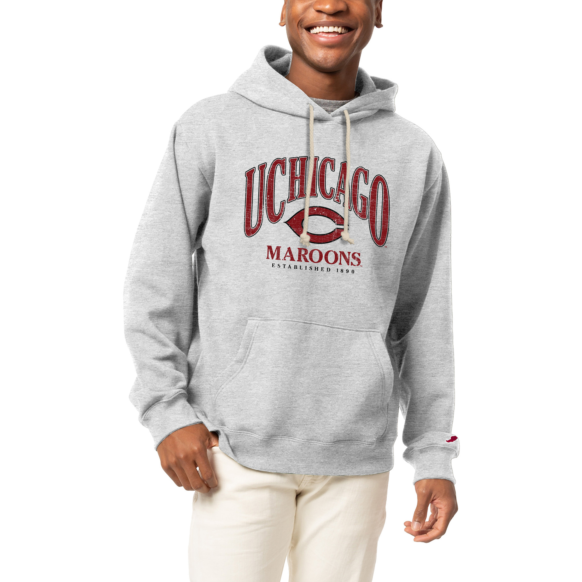 Men's League Collegiate Wear Heather Gray UChicago Maroons Essentials 2.0 Fleece Pullover Hoodie
