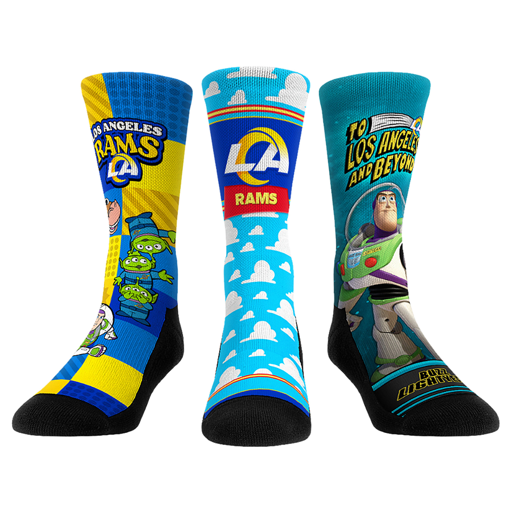 Unisex Rock Em Socks Los Angeles Rams Toy Story 3-Pack Crew Socks