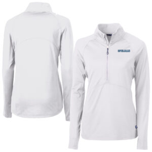 Women's Cutter & Buck White Spelman College Jaguars Adapt Eco Knit Stretch Recycled Raglan DryTec Half-Zip Top