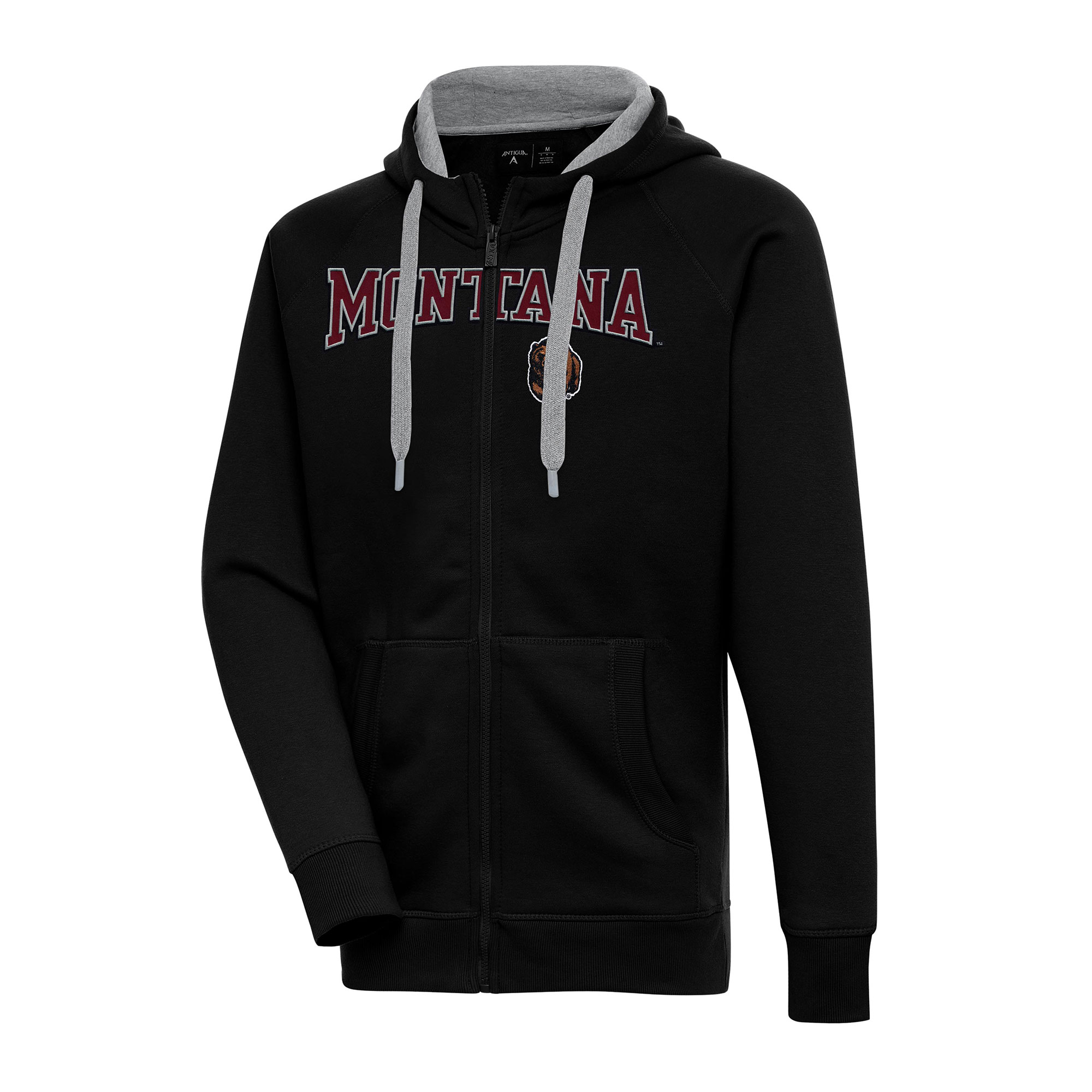 Men's Antigua Black Montana Grizzlies Big & Tall Victory Raglan Full-Zip Hoodie Jacket
