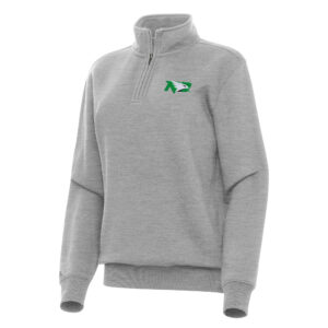 Women's Antigua Heather Gray North Dakota Victory Quarter-Zip Sweatshirt