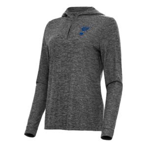 Women's Antigua  Heather Black St. Louis Blues Daybreak Quarter-Zip Hoodie