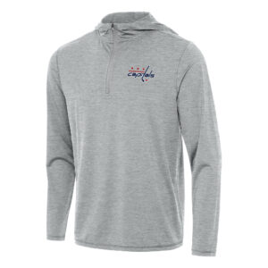 Men's Antigua Heather Gray Washington Capitals Tidy Quarter-Zip Hoodie