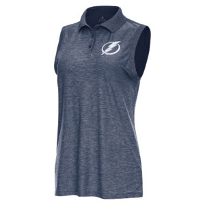 Women's Antigua  Heather Navy Tampa Bay Lightning Recap Sleeveless Polo