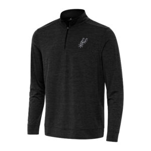Men's Antigua Heather Black San Antonio Spurs Bright Quarter-Zip Top