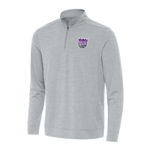 Men's Antigua Heather Gray Sacramento Kings Bright Quarter-Zip Top