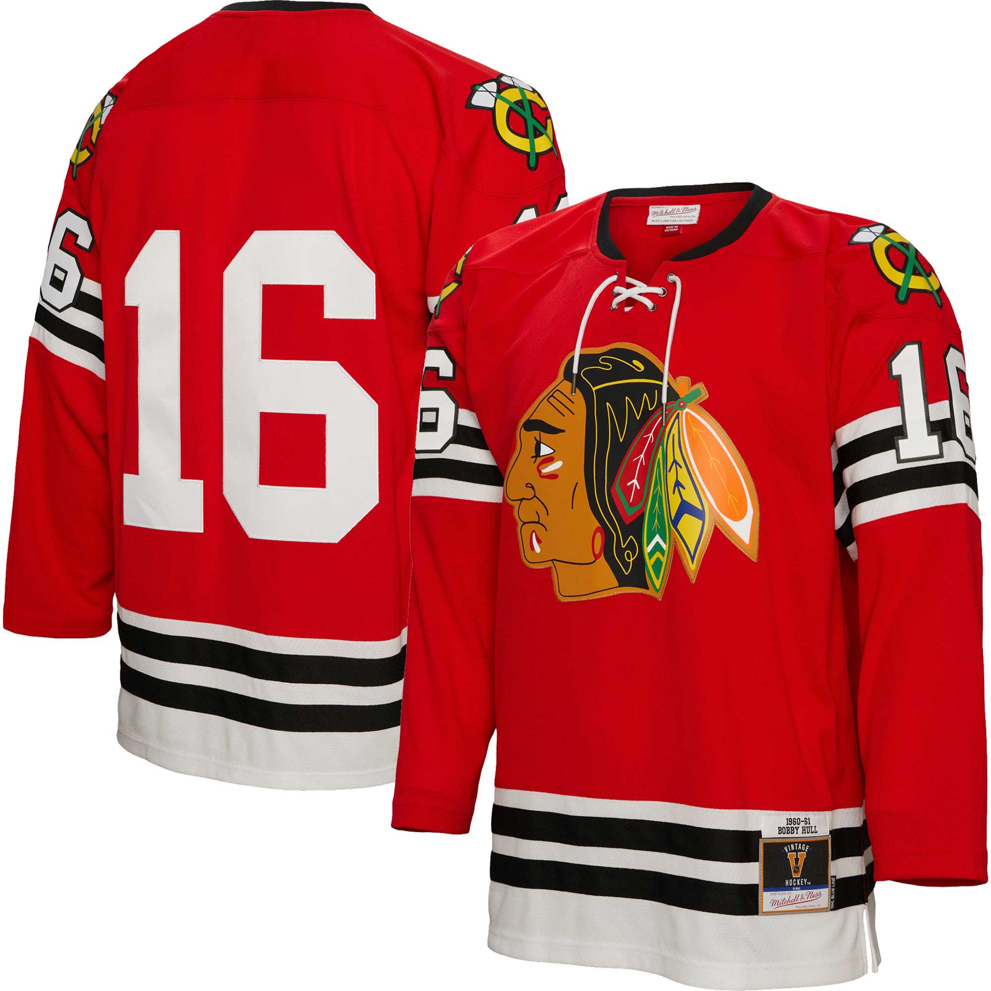 Men's Mitchell & Ness Bobby Hull Red Chicago Blackhawks 1960/61 Blue Line Player Jersey