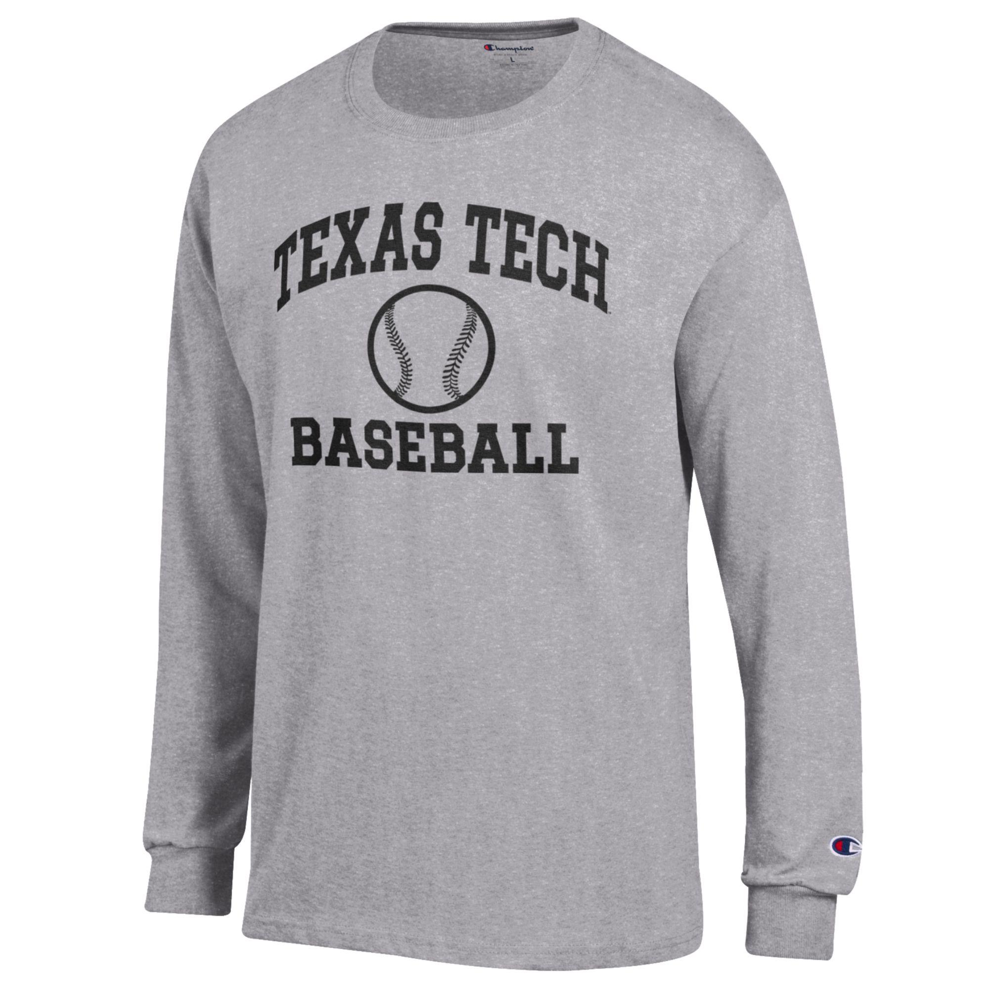 Men's Champion Gray Texas Tech Red Raiders Baseball Icon Long Sleeve T-Shirt - Image 6
