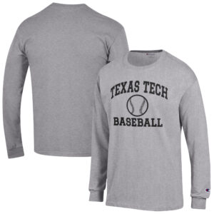 Men's Champion  Gray Texas Tech Red Raiders Baseball Icon Long Sleeve T-Shirt