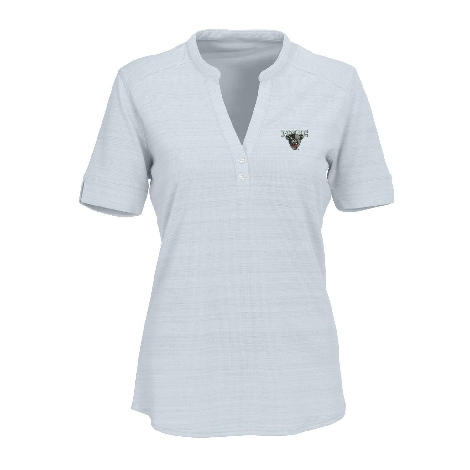Women's Silver Maine Black Bears Strata Textured Henley Shirt