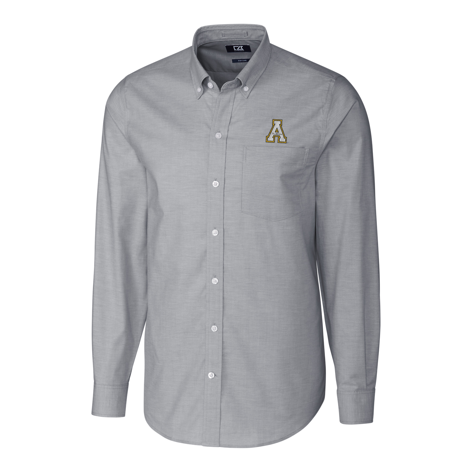 Men's Cutter & Buck Charcoal Appalachian State Mountaineers Stretch Oxford Big & Tall Long Sleeve Button-Down Shirt