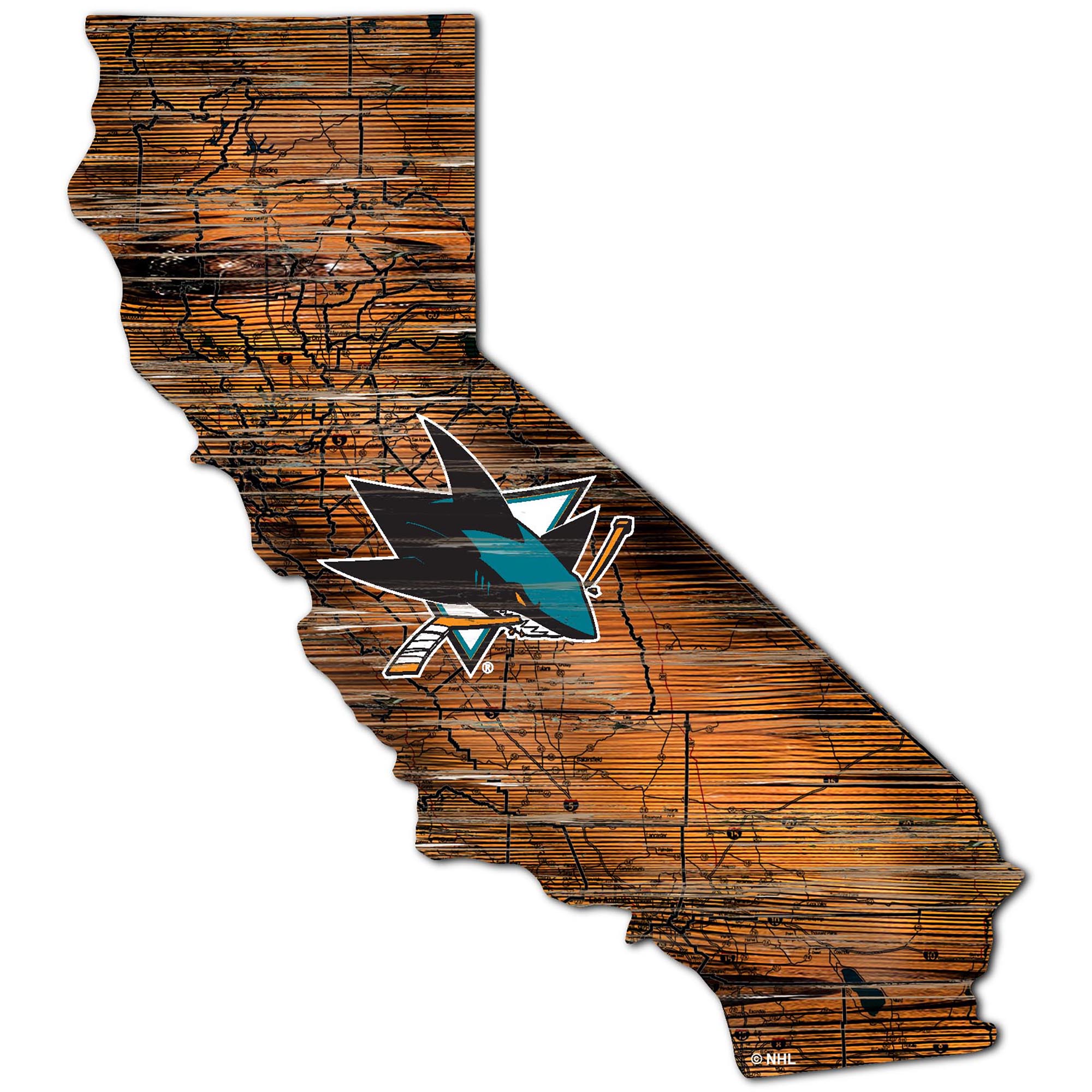 San Jose Sharks Distressed State Cutout Sign