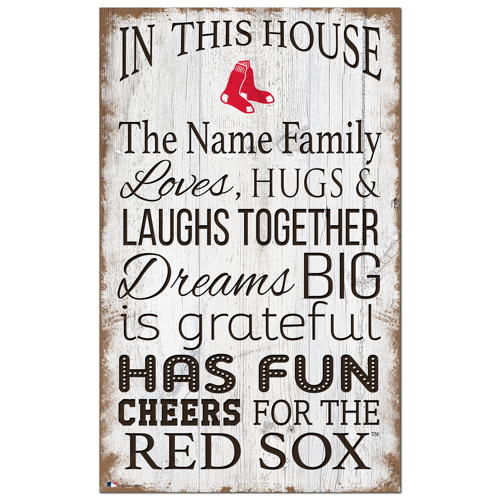 Boston Red Sox Personalized 11" x 19" In This House Sign