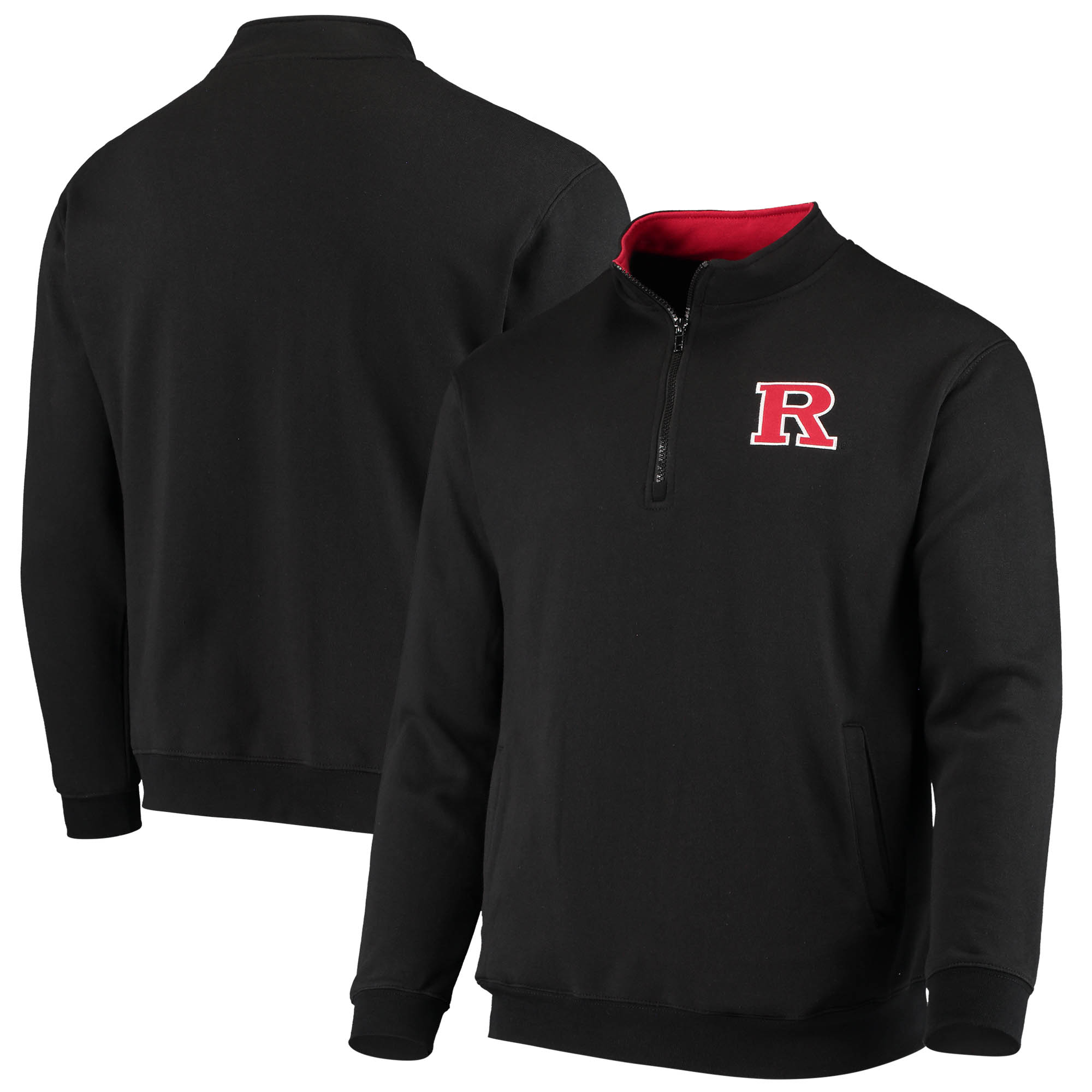 Men's Colosseum Black Rutgers Scarlet Knights Tortugas Logo Quarter-Zip Jacket - Image 8