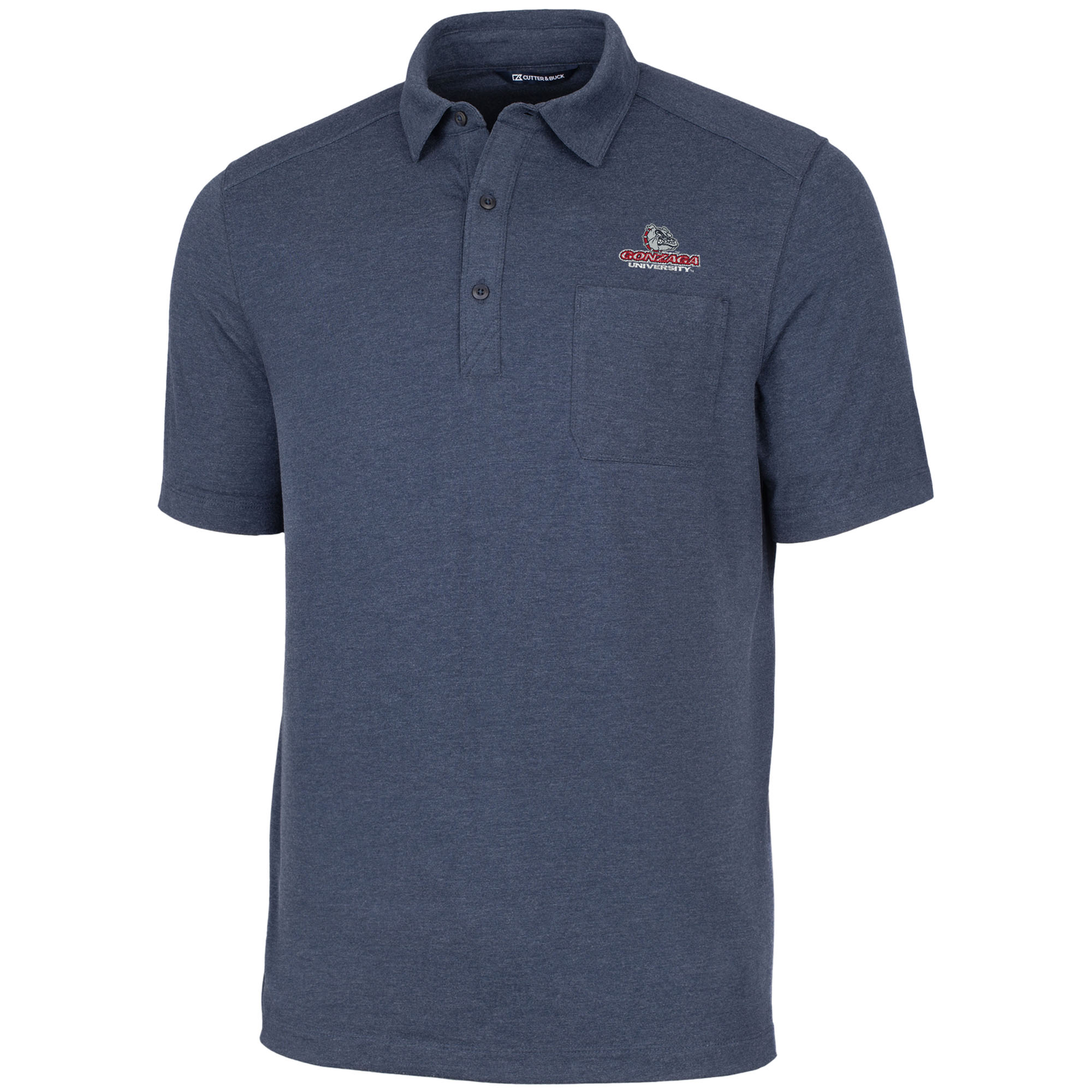 Men's Cutter & Buck Heather Navy Gonzaga Bulldogs Advantage Jersey Polo