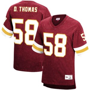 Men's Mitchell & Ness Derrick Thomas Red Kansas City Chiefs Retired Player Name & Number Acid Wash Top