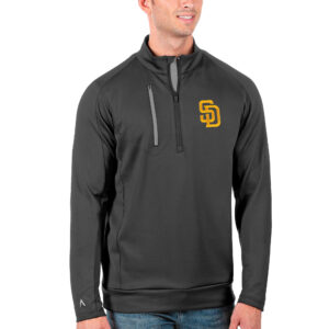 Men's Antigua Gray San Diego Padres Generation Quarter-Zip Pullover Jacket